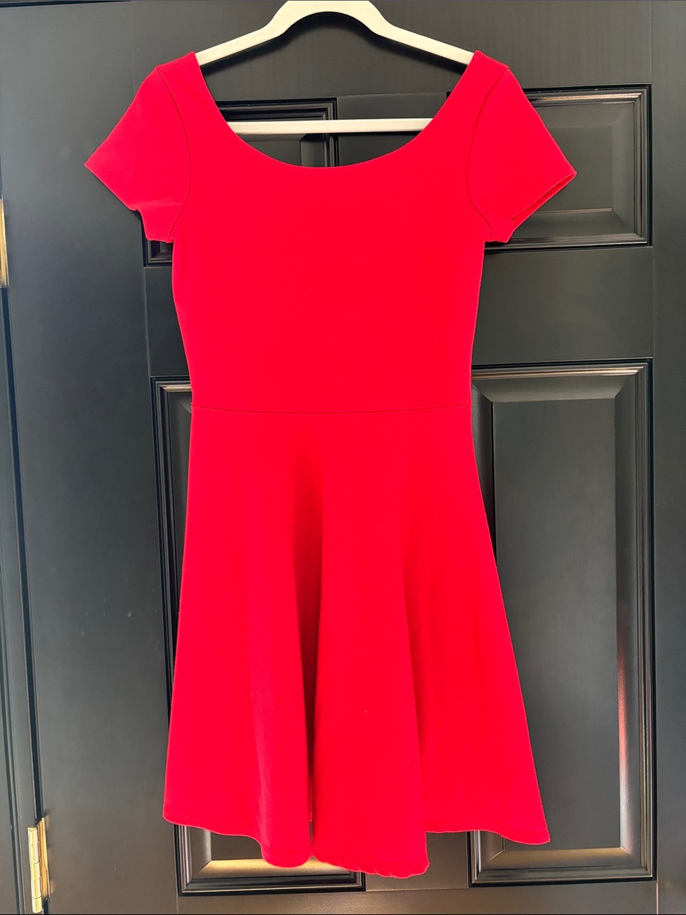 buttons Bright Red Scoop-Neck Mini Dress